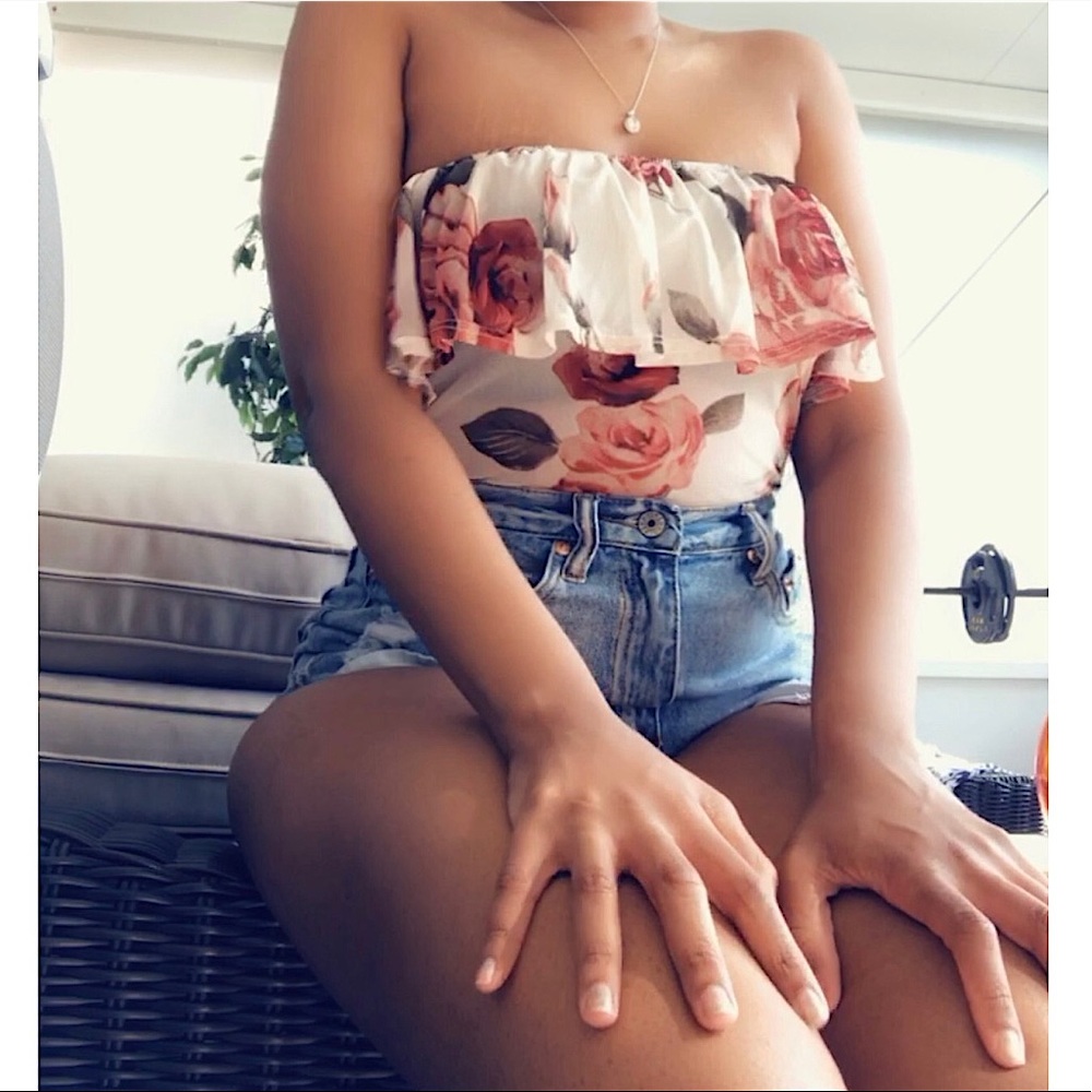 Floral strapless bodysuit
